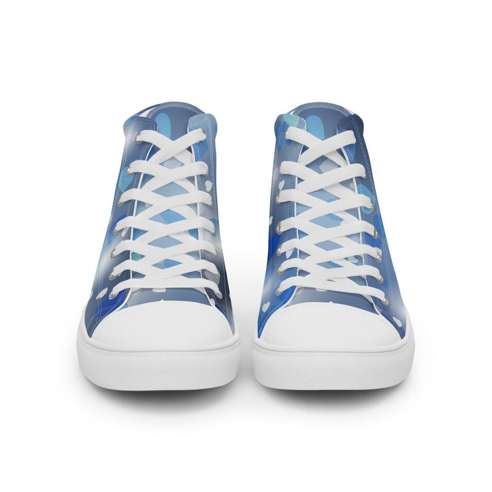 Blue Heart Dreams Women’s High Top Canvas Shoes - MessyBunFun - Your Destination for Stylish Unisex Clothing, Tops and bottoms - MessyBunFun.com