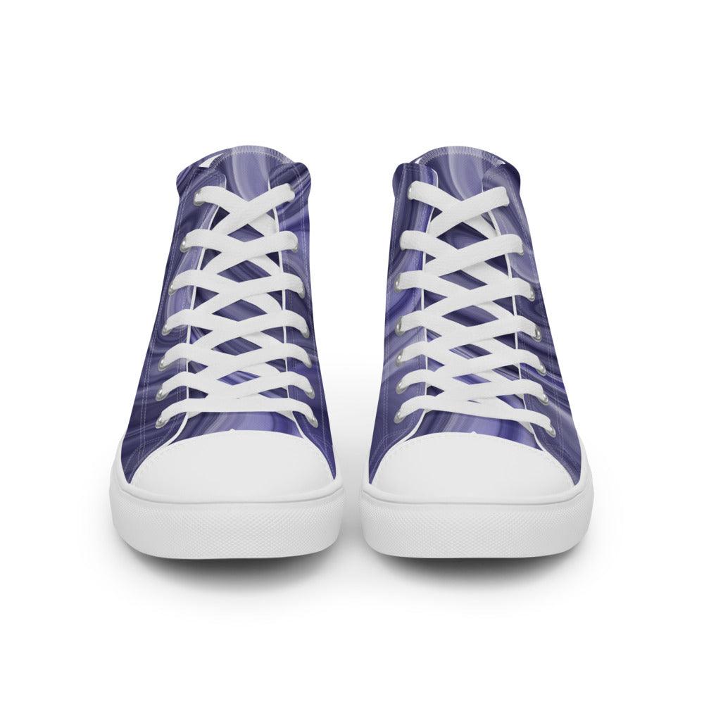 Navy Marble Women’s High Top Canvas Shoes - MessyBunFun - Your Destination for Stylish Unisex Clothing, Tops and bottoms - MessyBunFun.com