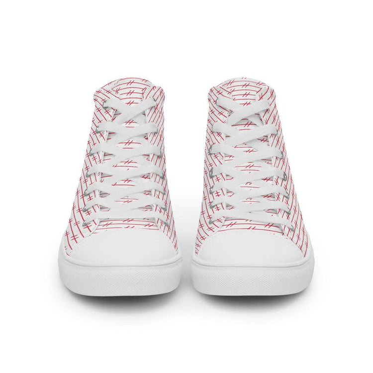 Hash tag Red Women’s High Top Canvas Shoes - MessyBunFun - Your Destination for Stylish Unisex Clothing, Tops and bottoms - MessyBunFun.com