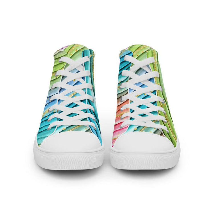 Pleats of Color Women’s High Top Canvas Shoes - MessyBunFun - Your Destination for Stylish Unisex Clothing, Tops and bottoms - MessyBunFun.com