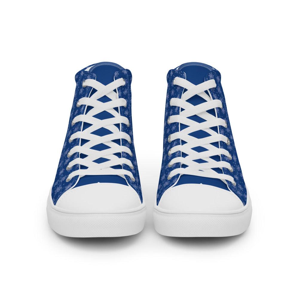 Calico Blue Women’s High Top Canvas Shoes - MessyBunFun - Your Destination for Stylish Unisex Clothing, Tops and bottoms - MessyBunFun.com