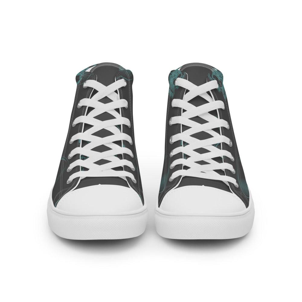 Teal Skulls Women’s High Top Canvas Shoes