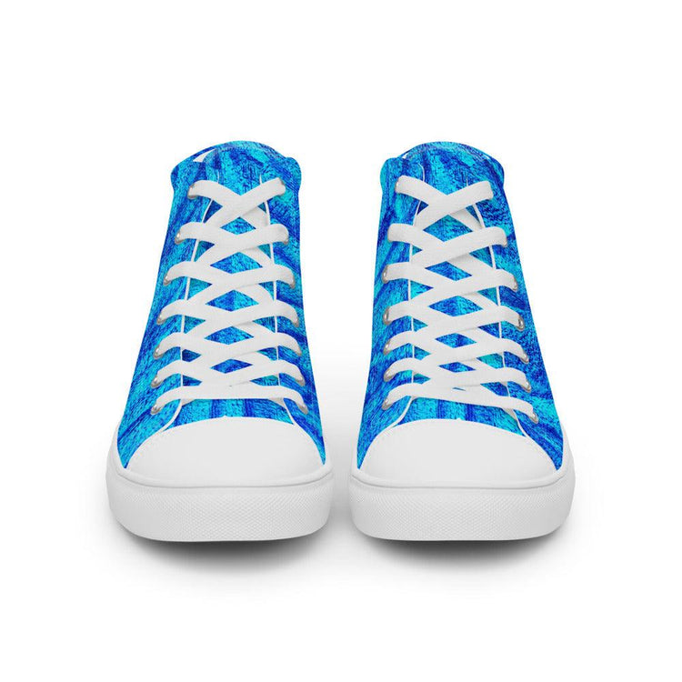 Blue on Blue Women’s High Top Canvas Shoes - MessyBunFun - Your Destination for Stylish Unisex Clothing, Tops and bottoms - MessyBunFun.com