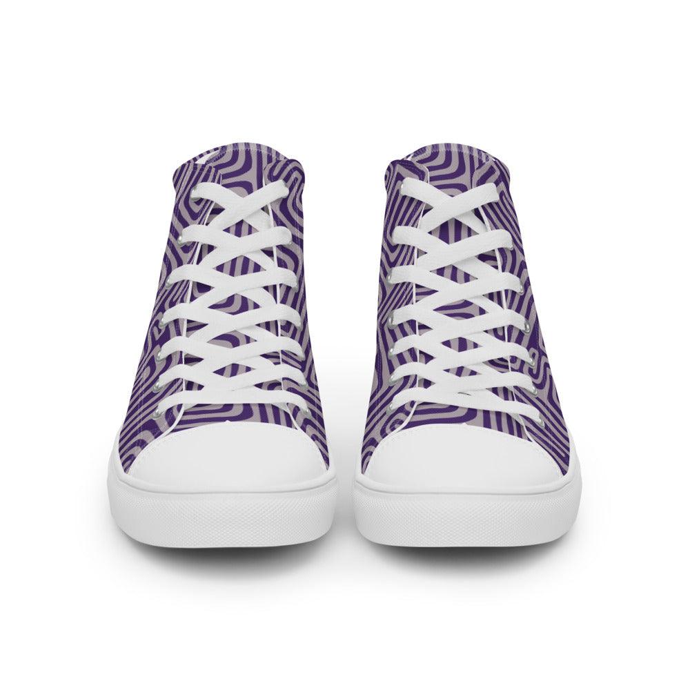 Purple Maze Women’s High Top Canvas Shoes - MessyBunFun - Your Destination for Stylish Unisex Clothing, Tops and bottoms - MessyBunFun.com