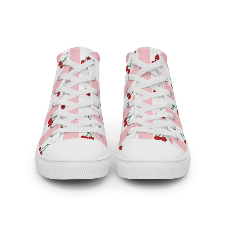 Cherry Time Women’s High Top Canvas Shoes - MessyBunFun - Your Destination for Stylish Unisex Clothing, Tops and bottoms - MessyBunFun.com