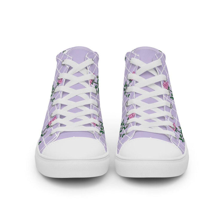 Gingham Rose Women’s High Top Canvas Shoes - MessyBunFun - Your Destination for Stylish Unisex Clothing, Tops and bottoms - MessyBunFun.com