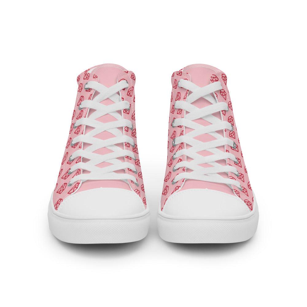 Pink Diamond Women’s High Top Canvas Shoes - MessyBunFun - Your Destination for Stylish Unisex Clothing, Tops and bottoms - MessyBunFun.com