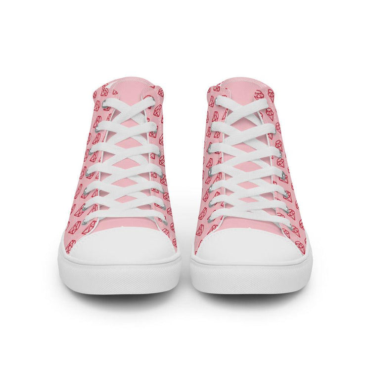 Pink Diamond Women’s High Top Canvas Shoes - MessyBunFun - Your Destination for Stylish Unisex Clothing, Tops and bottoms - MessyBunFun.com