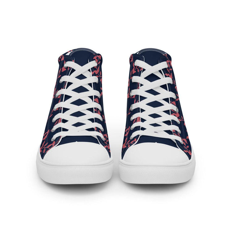 Red Vines on Black Women’s High Top Canvas Shoes - MessyBunFun - Your Destination for Stylish Unisex Clothing, Tops and bottoms - MessyBunFun.com