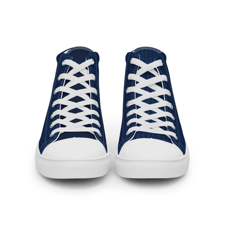 Blue Corduroy Women’s High Top Canvas Shoes - MessyBunFun - Your Destination for Stylish Unisex Clothing, Tops and bottoms - MessyBunFun.com