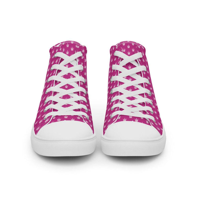 Pink Crown Women’s High Top Canvas Shoes - MessyBunFun - Your Destination for Stylish Unisex Clothing, Tops and bottoms - MessyBunFun.com