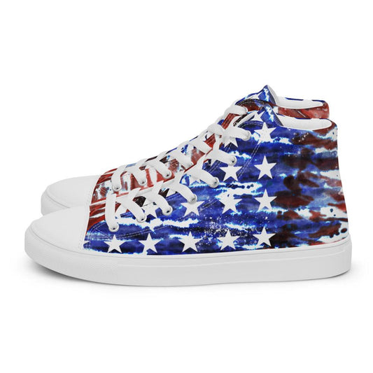 Tie-Dye Stars and Stripes Women’s High Top Canvas Shoes