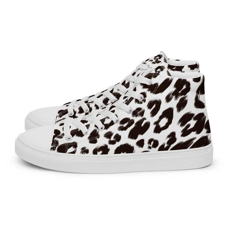 Black and White Leopard Women’s High Top Canvas Shoes