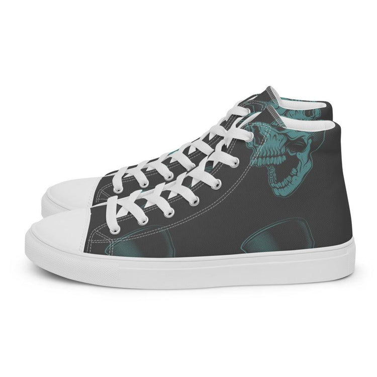 Teal Skulls Women’s High Top Canvas Shoes