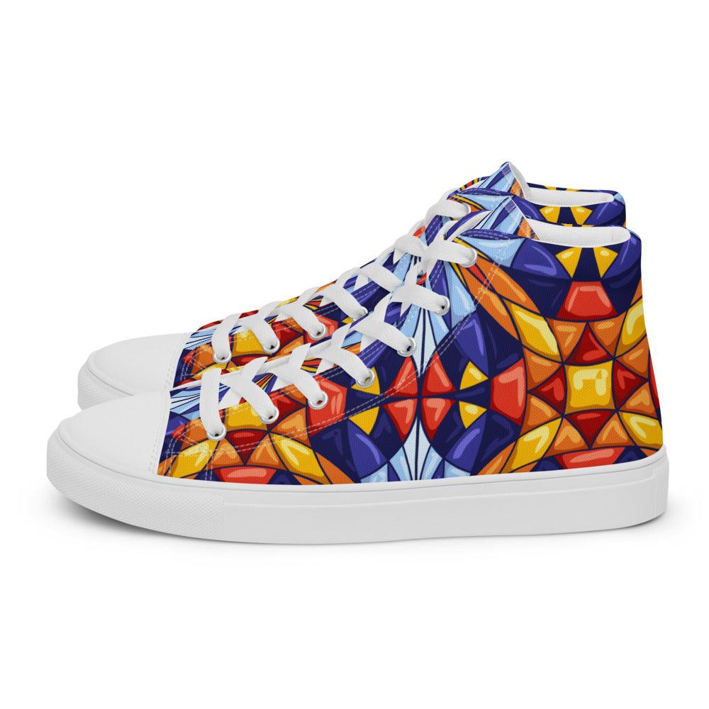 Stained Glass Women’s High Top Canvas Shoes - MessyBunFun - Your Destination for Stylish Unisex Clothing, Tops and bottoms - MessyBunFun.com