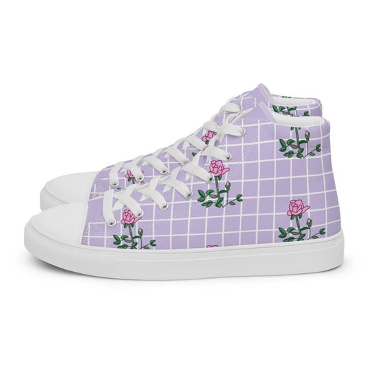 Gingham Rose Women’s High Top Canvas Shoes