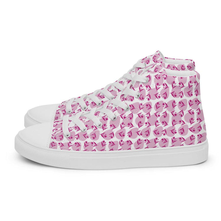 Roses in a Row Women’s High Top Canvas Shoes - MessyBunFun - Your Destination for Stylish Unisex Clothing, Tops and bottoms - MessyBunFun.com