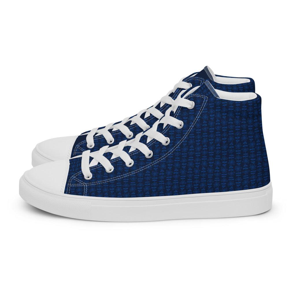 Blue Corduroy Women’s High Top Canvas Shoes - MessyBunFun - Your Destination for Stylish Unisex Clothing, Tops and bottoms - MessyBunFun.com