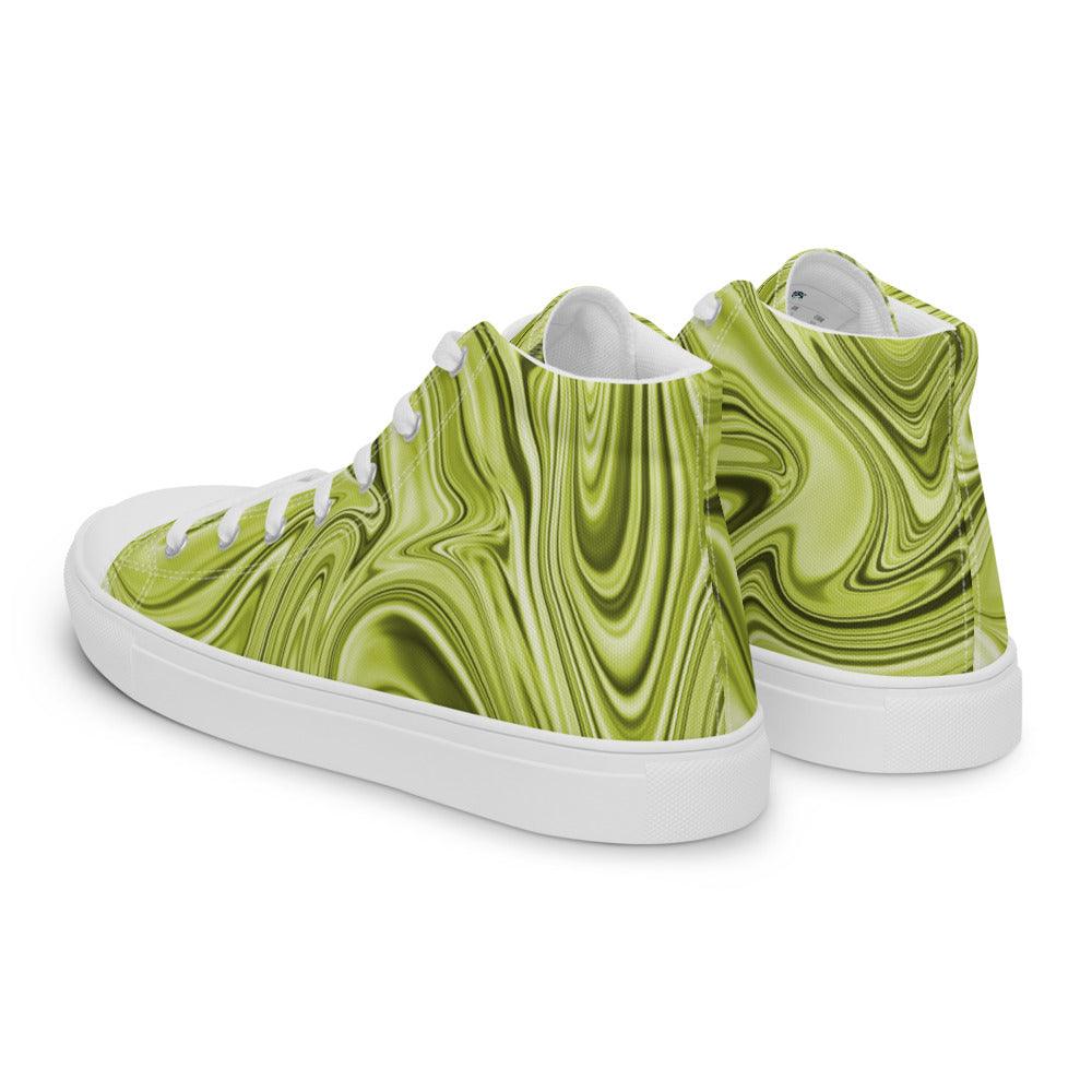 Marble Lime Women’s High Top Canvas Shoes