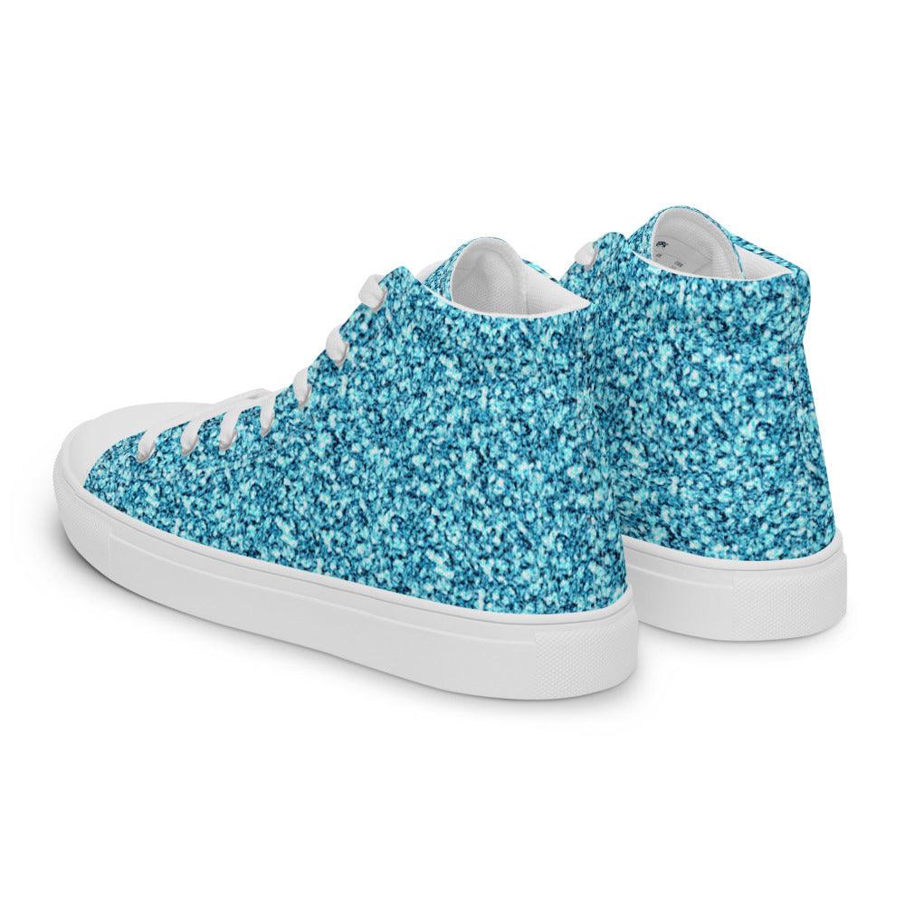 Chunky Teal Glitter Women’s High Top Canvas Shoes - MessyBunFun - Your Destination for Stylish Unisex Clothing, Tops and bottoms - MessyBunFun.com