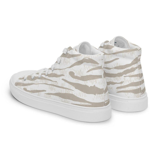 Muted Tiger Stripes Women’s High Top Canvas Shoes