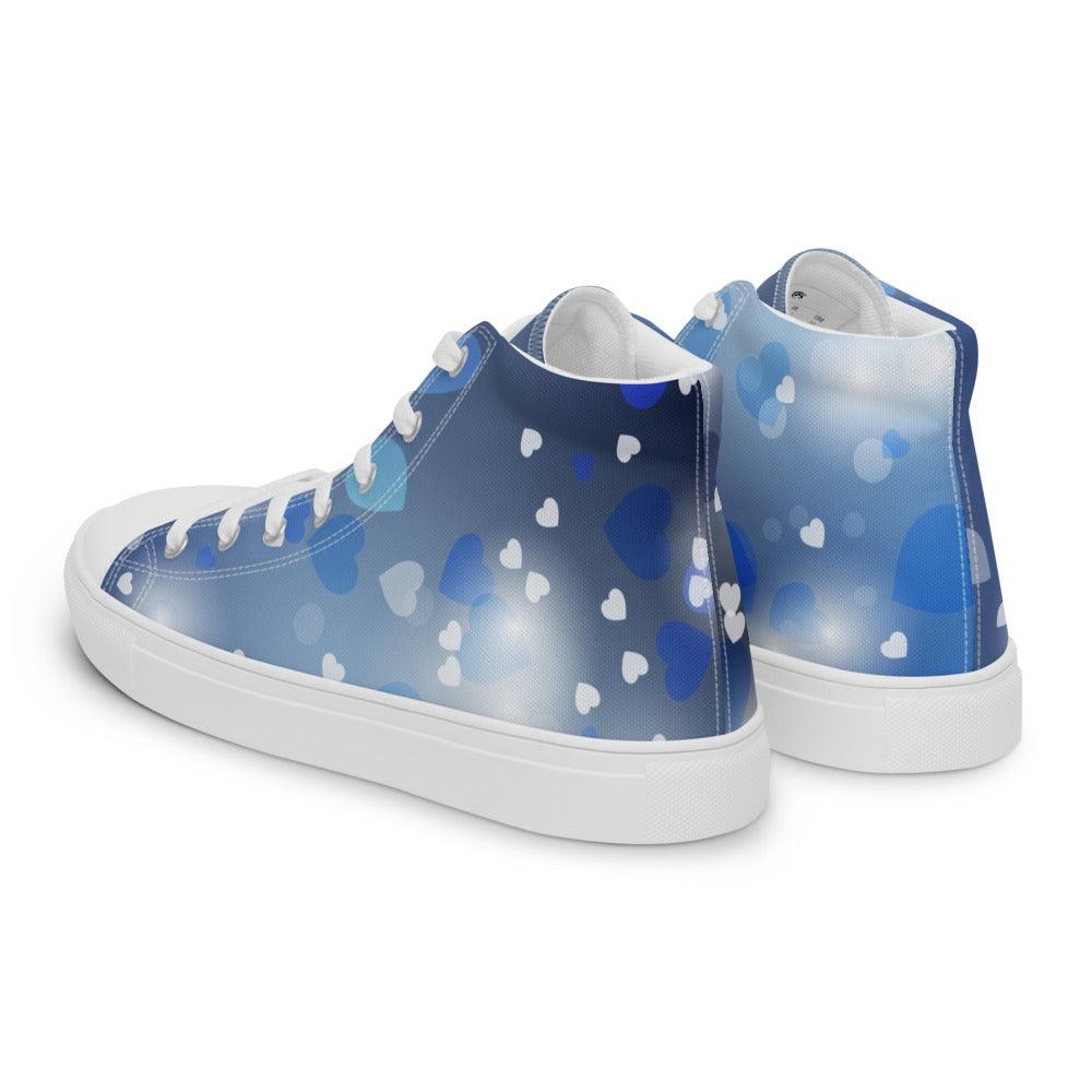 Blue Heart Dreams Women’s High Top Canvas Shoes - MessyBunFun - Your Destination for Stylish Unisex Clothing, Tops and bottoms - MessyBunFun.com