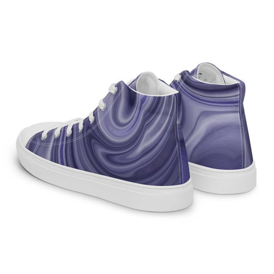 Navy Marble Women’s High Top Canvas Shoes - MessyBunFun - Your Destination for Stylish Unisex Clothing, Tops and bottoms - MessyBunFun.com