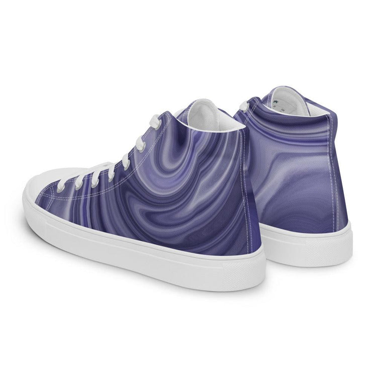 Navy Marble Women’s High Top Canvas Shoes - MessyBunFun - Your Destination for Stylish Unisex Clothing, Tops and bottoms - MessyBunFun.com