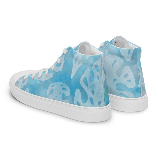 Teal Monstera Women’s High Top Canvas Shoes