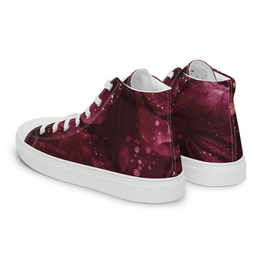 Maroon Madness Women’s High Top Canvas Shoes - MessyBunFun - Your Destination for Stylish Unisex Clothing, Tops and bottoms - MessyBunFun.com