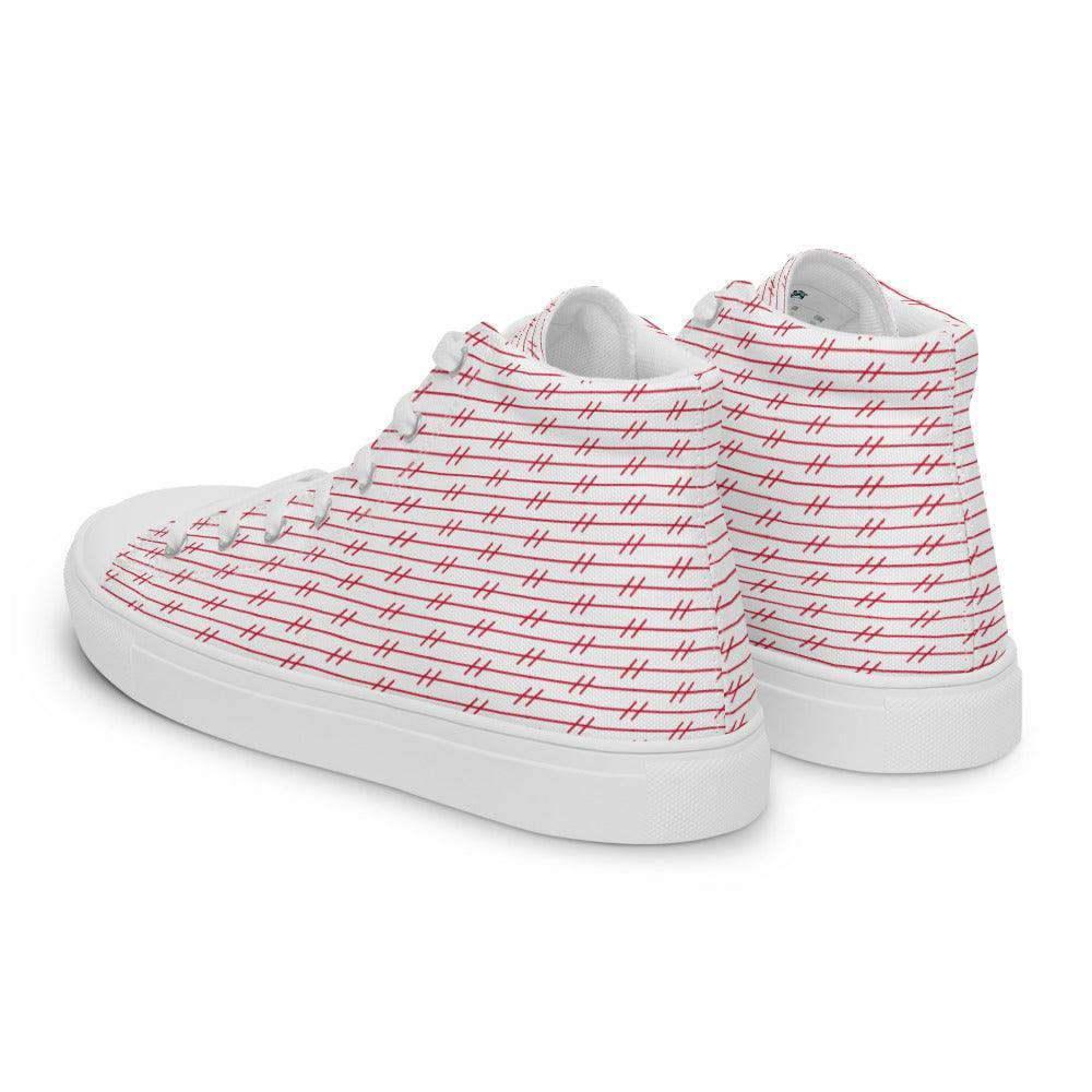 Hash tag Red Women’s High Top Canvas Shoes - MessyBunFun - Your Destination for Stylish Unisex Clothing, Tops and bottoms - MessyBunFun.com