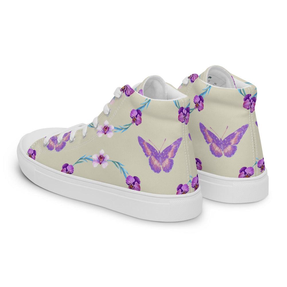 Butterfly Garden Women’s High Top Canvas Shoes - MessyBunFun - Your Destination for Stylish Unisex Clothing, Tops and bottoms - MessyBunFun.com