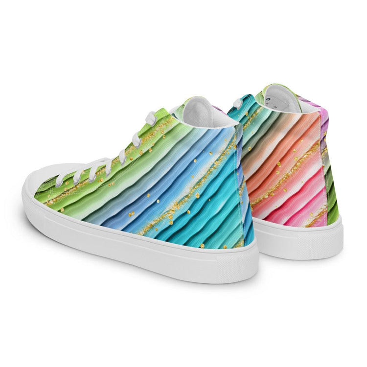 Pleats of Color Women’s High Top Canvas Shoes - MessyBunFun - Your Destination for Stylish Unisex Clothing, Tops and bottoms - MessyBunFun.com