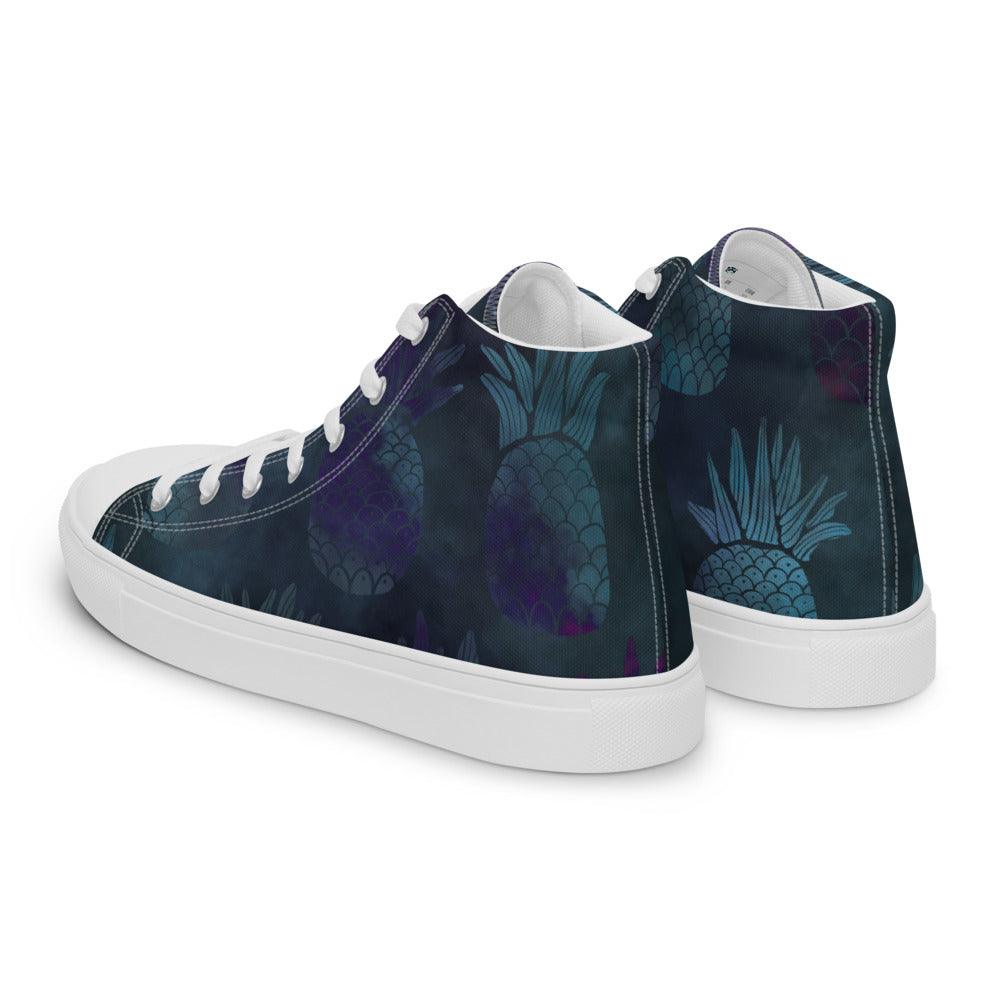 Teal Pineapple Women’s High Top Canvas Shoes - MessyBunFun - Your Destination for Stylish Unisex Clothing, Tops and bottoms - MessyBunFun.com