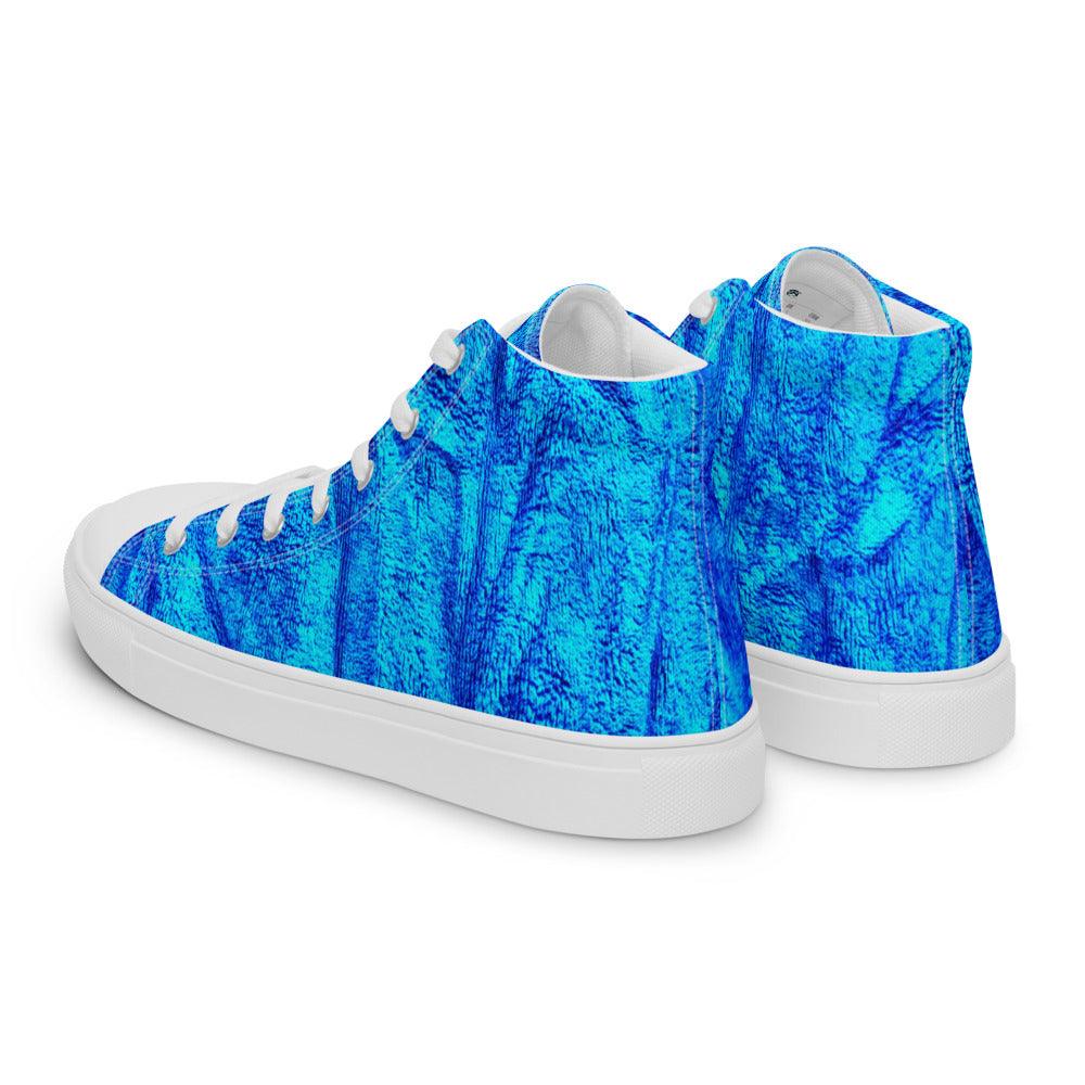 Blue on Blue Women’s High Top Canvas Shoes - MessyBunFun - Your Destination for Stylish Unisex Clothing, Tops and bottoms - MessyBunFun.com