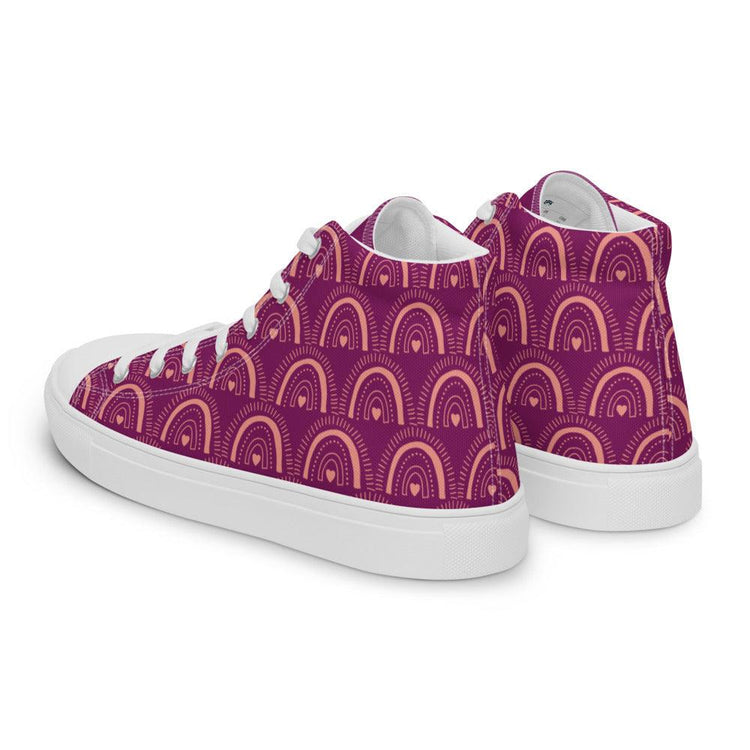 Pink Rainbow Women’s High Top Canvas Shoes - MessyBunFun - Your Destination for Stylish Unisex Clothing, Tops and bottoms - MessyBunFun.com