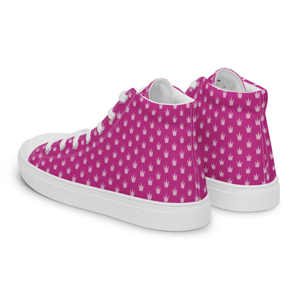 Pink Crown Women’s High Top Canvas Shoes - MessyBunFun - Your Destination for Stylish Unisex Clothing, Tops and bottoms - MessyBunFun.com