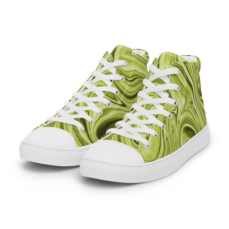 Marble Lime Women’s High Top Canvas Shoes