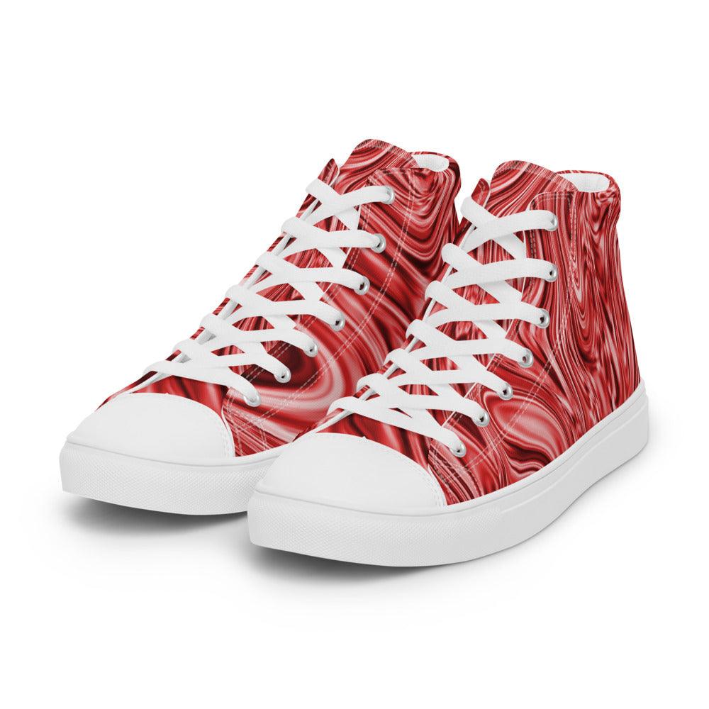 Red Marble Women’s High Top Canvas Shoes