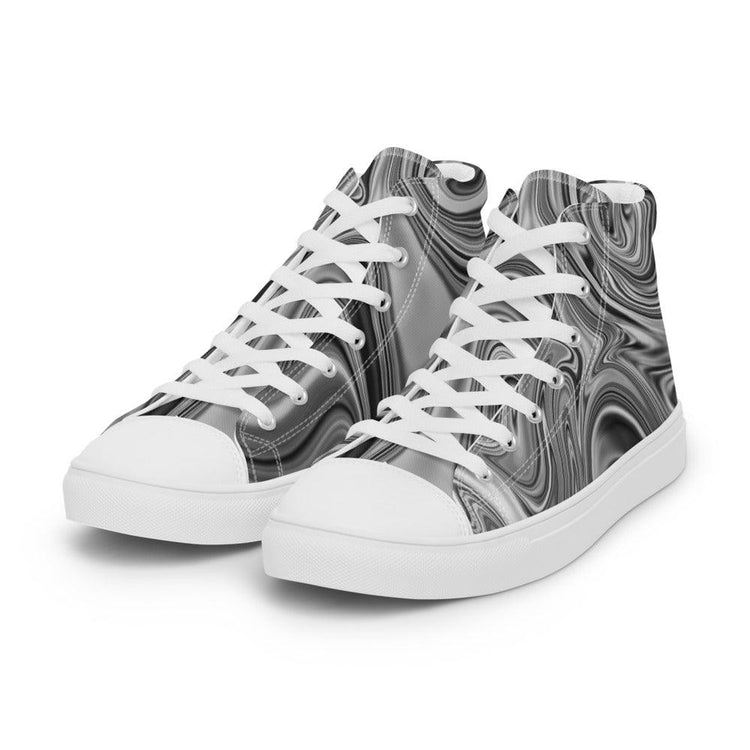 Black Marble Women’s High Top Canvas Shoes