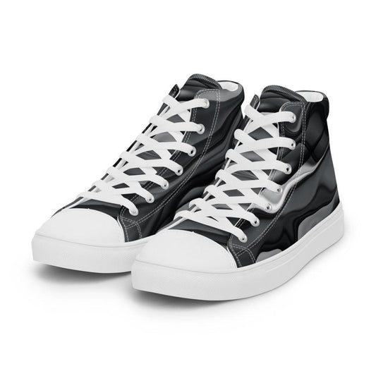 Black and White Waves Women’s High Top Canvas Shoes