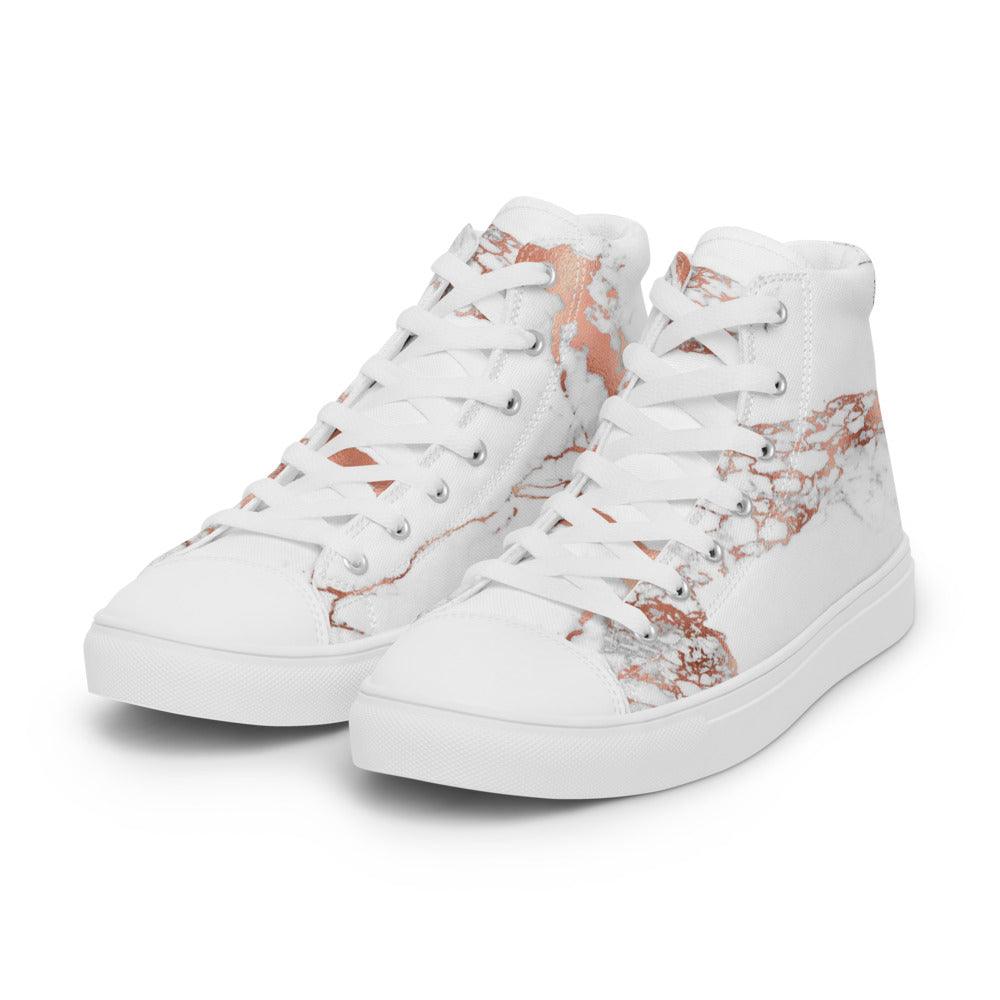 Bubble Gum White Splatter Women’s High Top Canvas Shoes - MessyBunFun - Your Destination for Stylish Unisex Clothing, Tops and bottoms - MessyBunFun.com