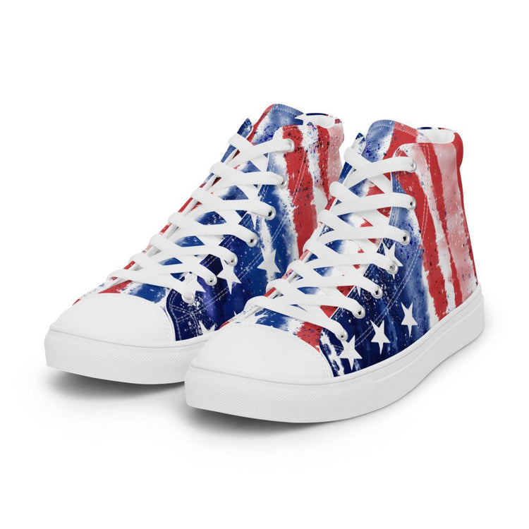 Tie-Dye Flag Women’s High Top Canvas Shoes - MessyBunFun - Your Destination for Stylish Unisex Clothing, Tops and bottoms - MessyBunFun.com