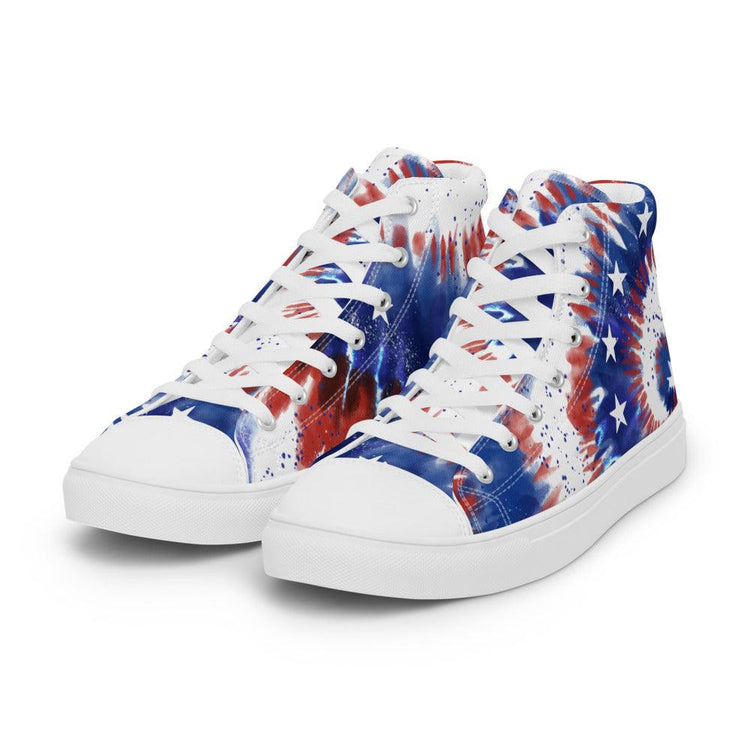 Tie-Dye Twist Women’s High Top Canvas Shoes - MessyBunFun - Your Destination for Stylish Unisex Clothing, Tops and bottoms - MessyBunFun.com