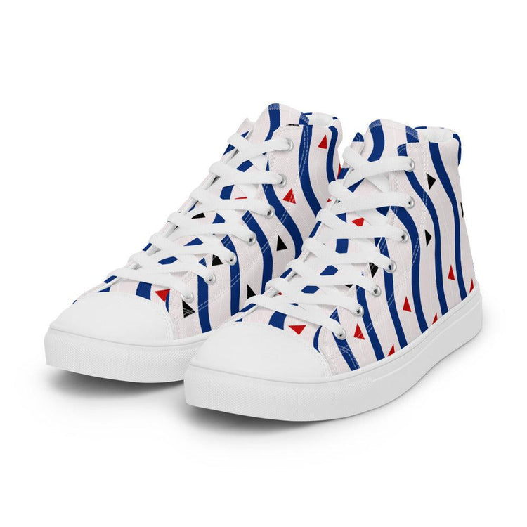 Triangle and Waves Women’s High Top Canvas Shoes - MessyBunFun - Your Destination for Stylish Unisex Clothing, Tops and bottoms - MessyBunFun.com