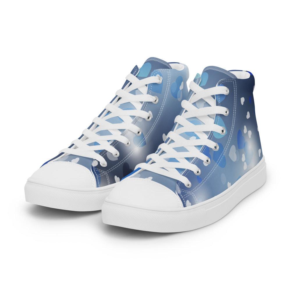 Blue Heart Dreams Women’s High Top Canvas Shoes - MessyBunFun - Your Destination for Stylish Unisex Clothing, Tops and bottoms - MessyBunFun.com