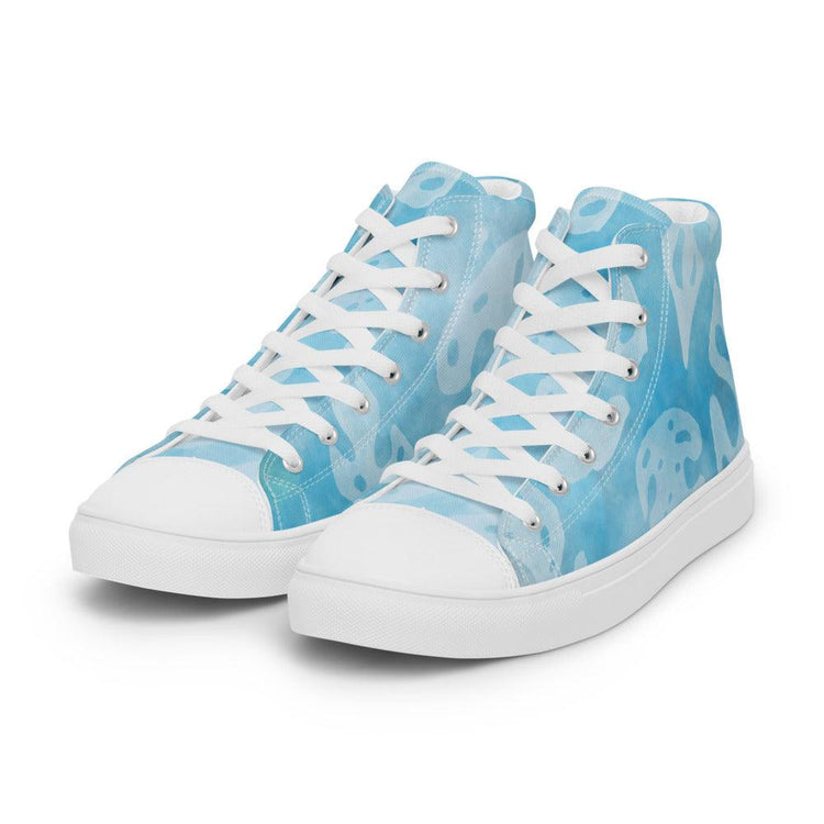 Teal Monstera Women’s High Top Canvas Shoes