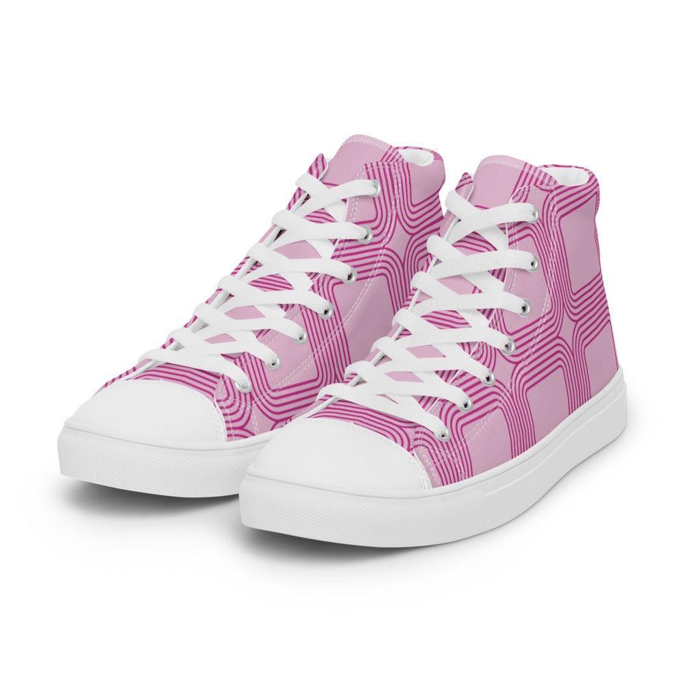 Square Tracks Women’s High Top Canvas Shoes - MessyBunFun - Your Destination for Stylish Unisex Clothing, Tops and bottoms - MessyBunFun.com