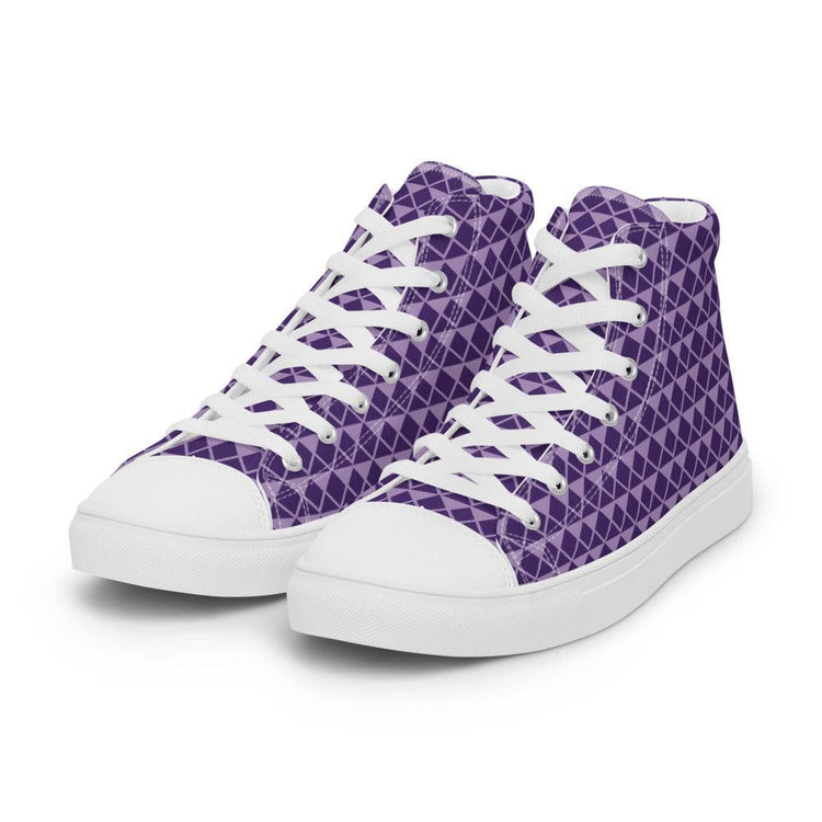 Purple Diamonds Women’s High Top Canvas Shoes - MessyBunFun - Your Destination for Stylish Unisex Clothing, Tops and bottoms - MessyBunFun.com