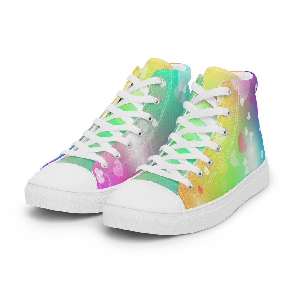 Neon Dreams Women’s High Top Canvas Shoes - MessyBunFun - Your Destination for Stylish Unisex Clothing, Tops and bottoms - MessyBunFun.com